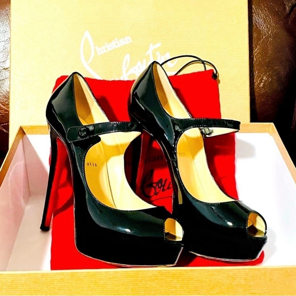 Christian Louboutin Lady Peep Maryjane twist. EU37 Ultra glossy Patent black. - Picture 3 of 10